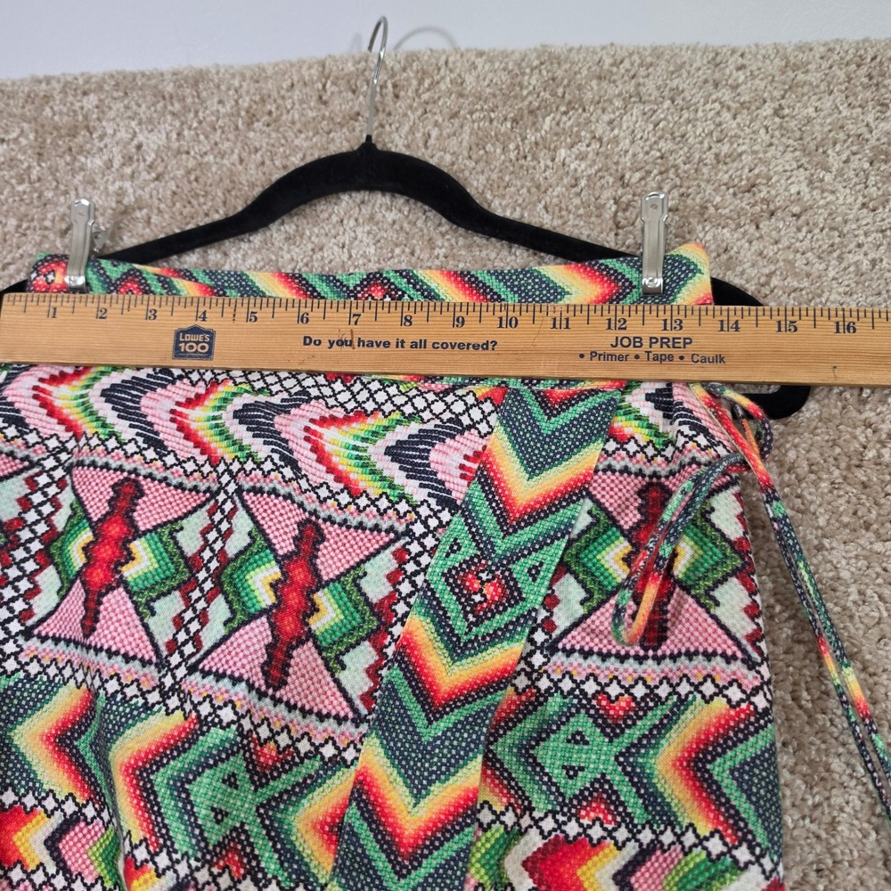 Farm Rio Wrap Skirt Geometric Tribal Print Beaded Tassel Linen Small - Picture 7 of 11